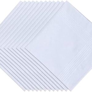 100% Cotton Handkerchief 16" x 16" (40cmx40cm) Premium Handkerchiefs Pocket Square Hankies for Men and Women, Classic Hankie for Grooms- 10 PCS