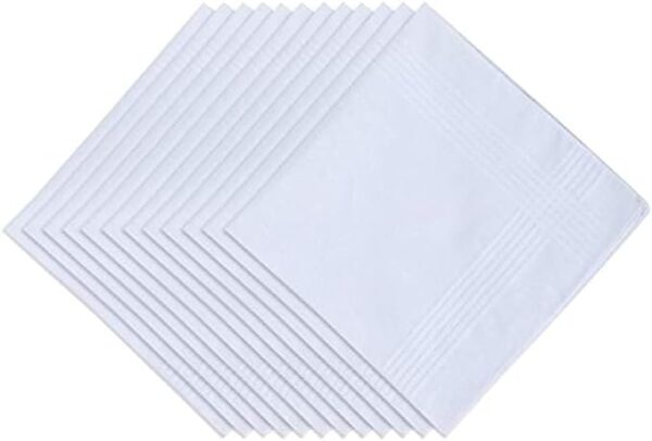 100% Cotton Handkerchief 16" x 16" (40cmx40cm) Premium Handkerchiefs Pocket Square Hankies for Men and Women, Classic Hankie for Grooms- 10 PCS