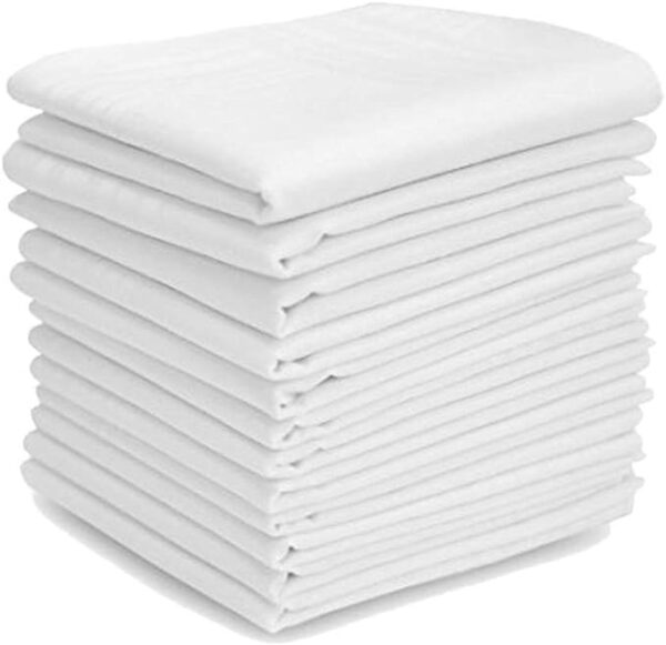 100% Cotton Handkerchief 16" x 16" (40cmx40cm) Premium Handkerchiefs Pocket Square Hankies for Men and Women, Classic Hankie for Grooms- 10 PCS - Image 2